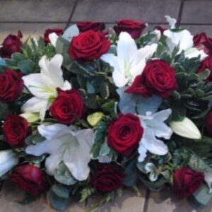 Lily & Red Rose Double Ended Casket Spray